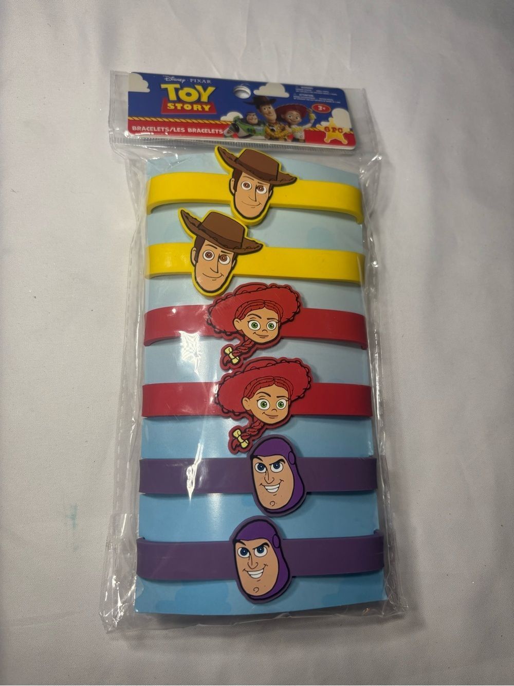 6 New Toy Story Kids Character Silicone Bracelets - Yellow, Red, Purple